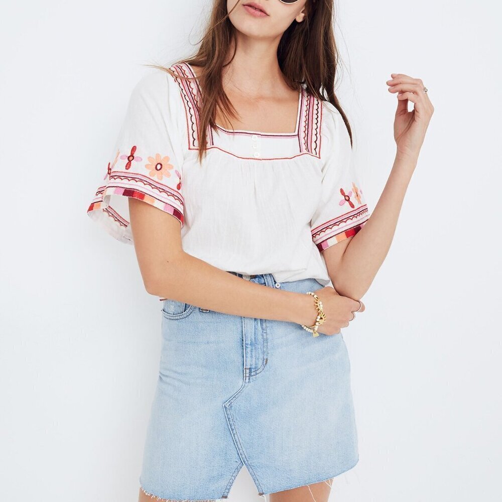 Madewell Rigid Denim A-Line Mini Skirt Cutout Edition Womens 26 Retro Cowgirl